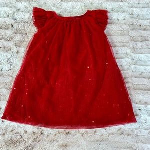 Cat & Jack Red Sequin Layered Holliday Dress 2t
